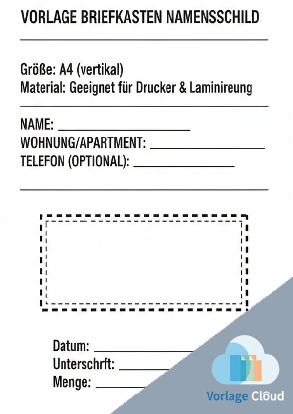 briefkasten namensschild vorlage