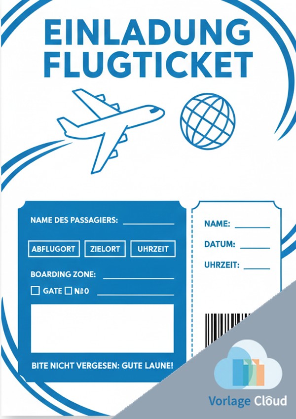 einladung flugticket vorlage kostenlos pdf