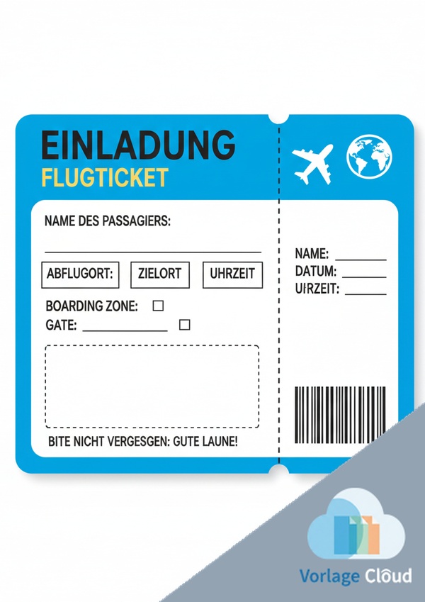 einladung flugticket vorlage kostenlos