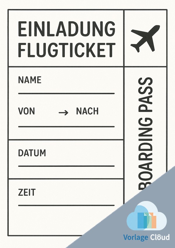 einladung flugticket vorlage kostenlos zum ausdrucken