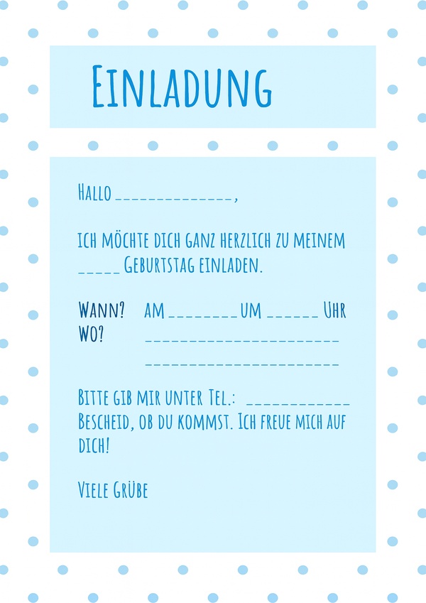 einladung kindergeburtstag vorlage kostenlos