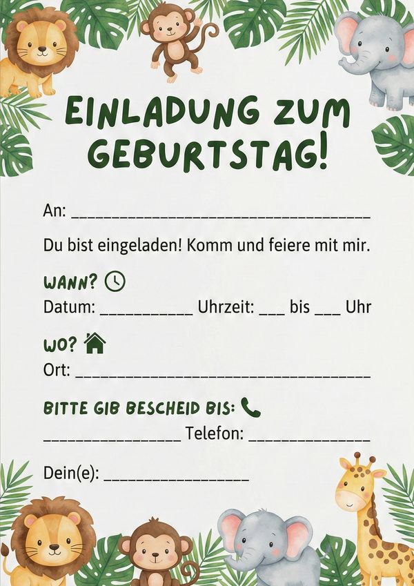 einladung kindergeburtstag vorlage pdf kostenlos