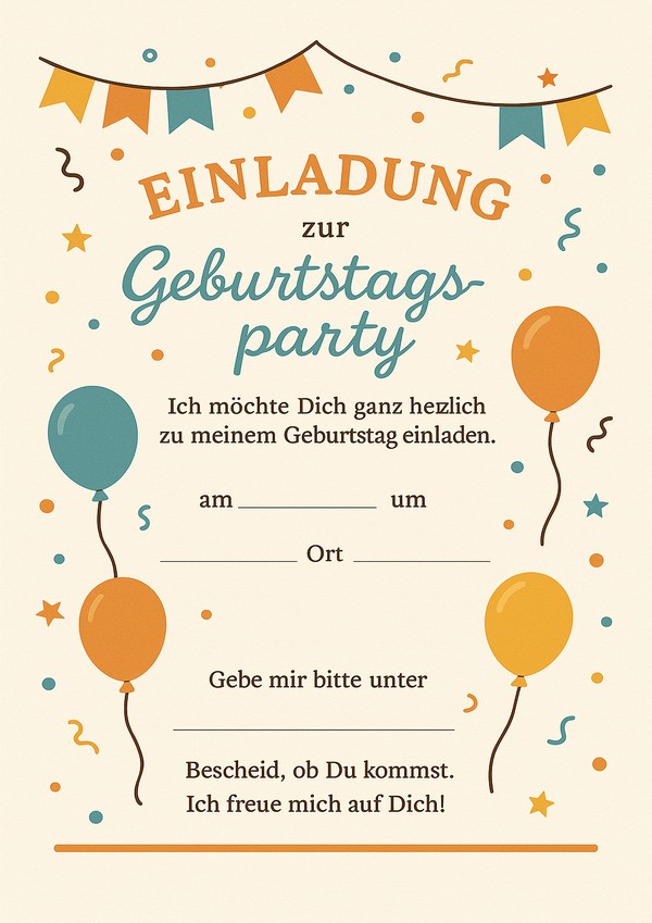 einladung kindergeburtstag vorlage zum ausdrucken