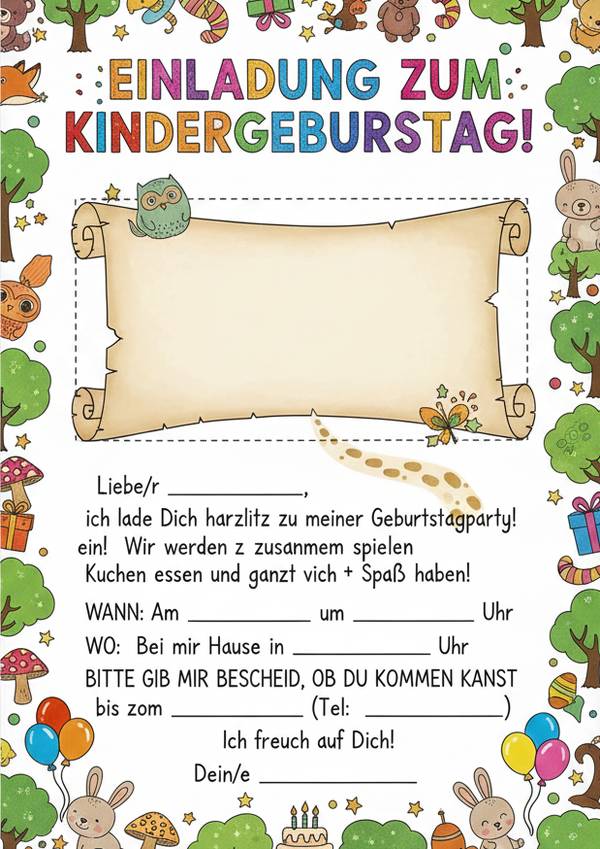 einladung kindergeburtstag vorlage