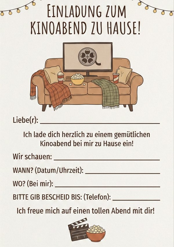 einladung kinoabend zu hause vorlage kostenlos