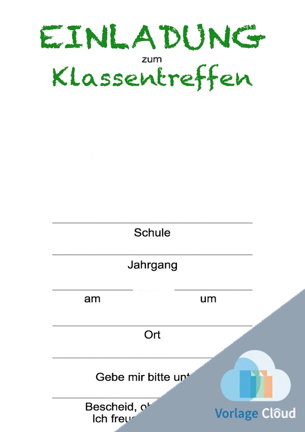 einladung klassentreffen vorlage