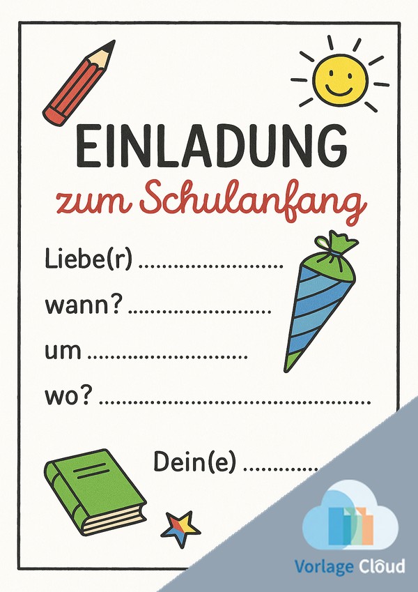 einladung schulanfang basteln vorlage pdf