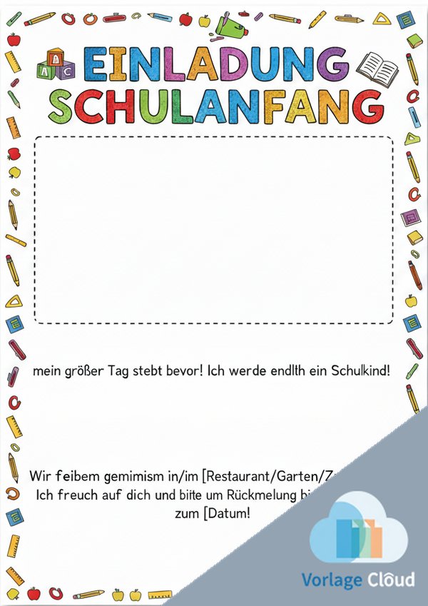 einladung schulanfang basteln vorlage
