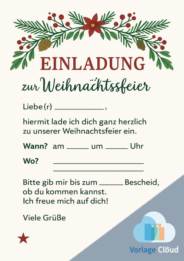 einladung weihnachtsfeier vorlage pdf kostenlos