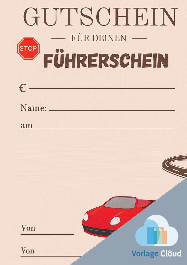 führerschein gutschein vorlage zum ausdruck