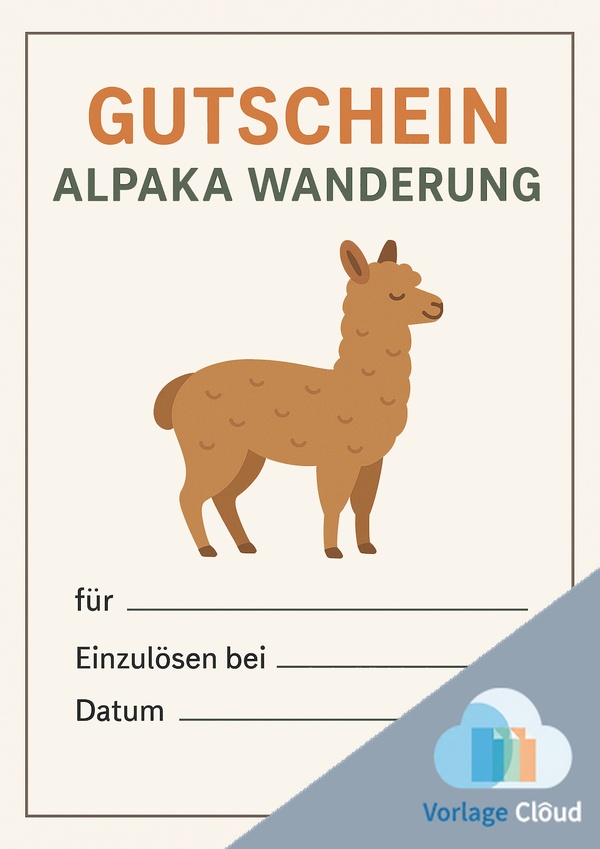 gutschein alpaka wanderung vorlage