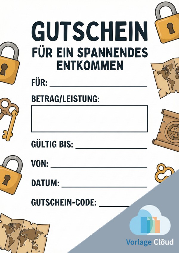 gutschein escape room vorlage