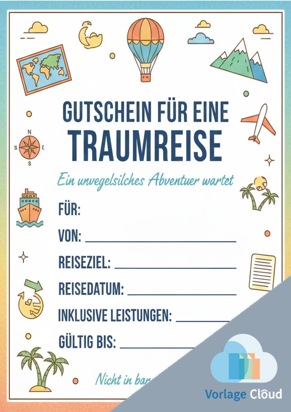gutschein für eine reise vorlage kostenlos