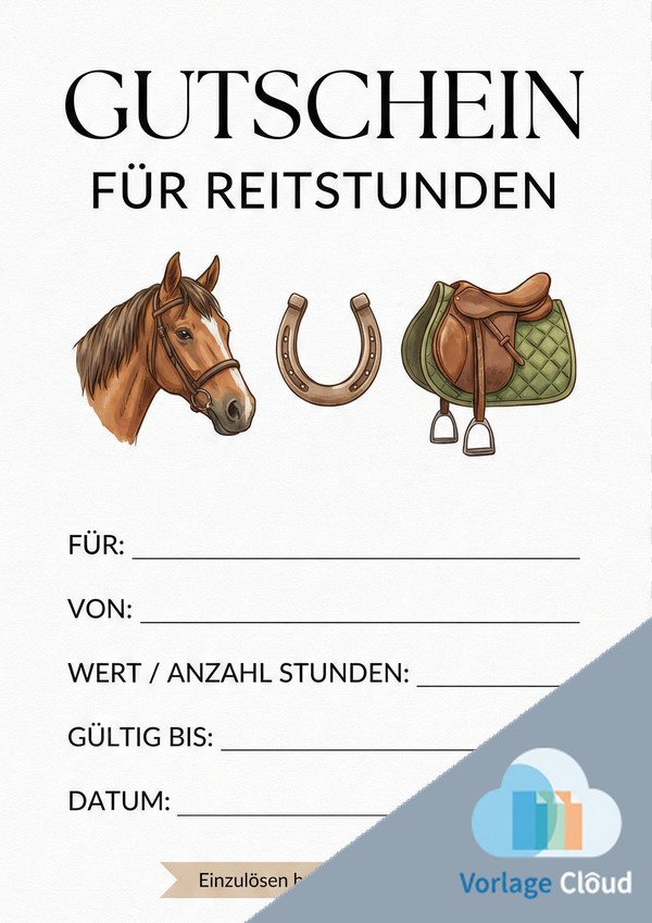 gutschein für reitstunden vorlage kostenlos
