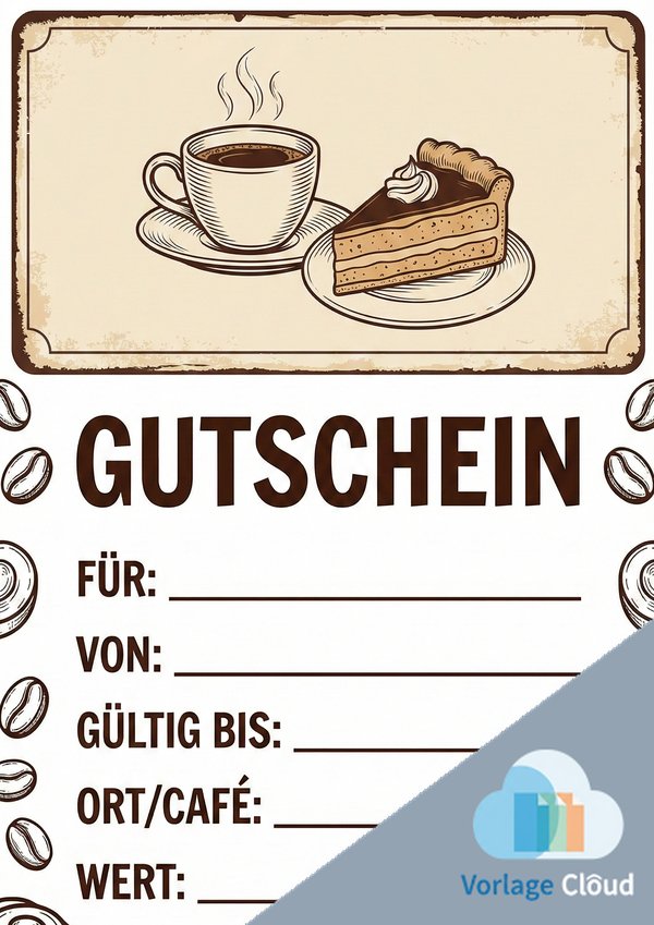 gutschein kaffee und kuchen vorlage für ausdruck
