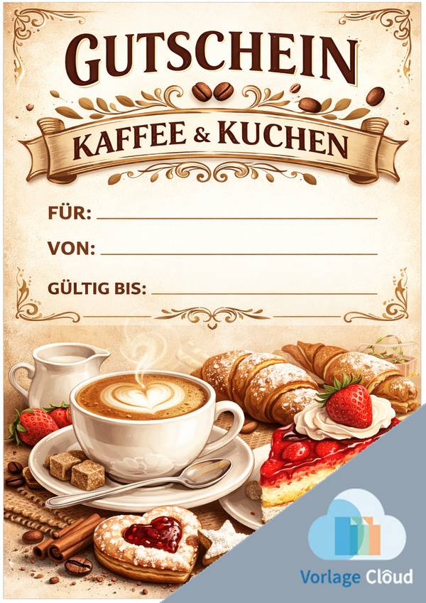 gutschein kaffee und kuchen vorlage kostenlos