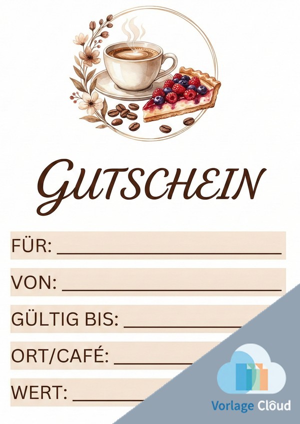 gutschein kaffee und kuchen vorlage