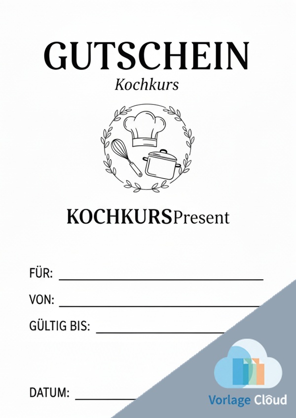 gutschein kochkurs vorlage fur ausdruck