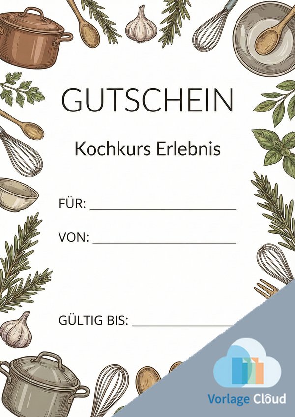gutschein kochkurs vorlage zum ausdrucken