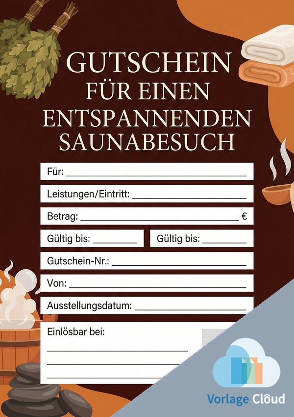 gutschein sauna vorlage zum ausdruck