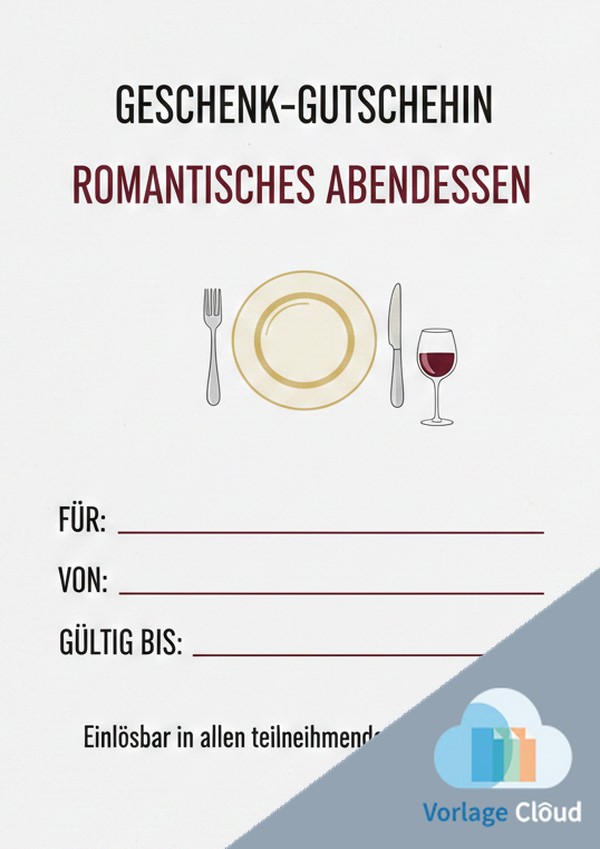 gutschein vorlage abendessen pdf