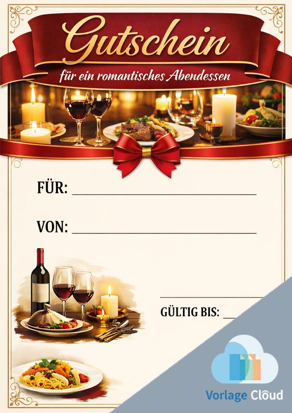 gutschein vorlage abendessen