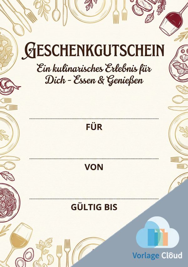 gutschein vorlage essen gehen kostenlos