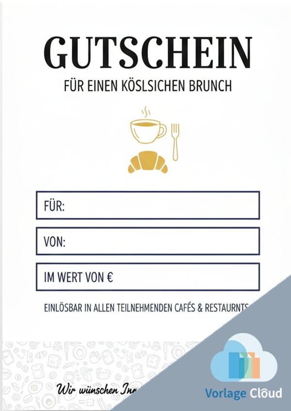 gutschein zum brunchen vorlage kostenlos