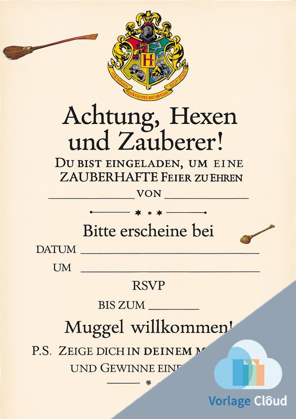 harry potter einladung vorlage deutsch