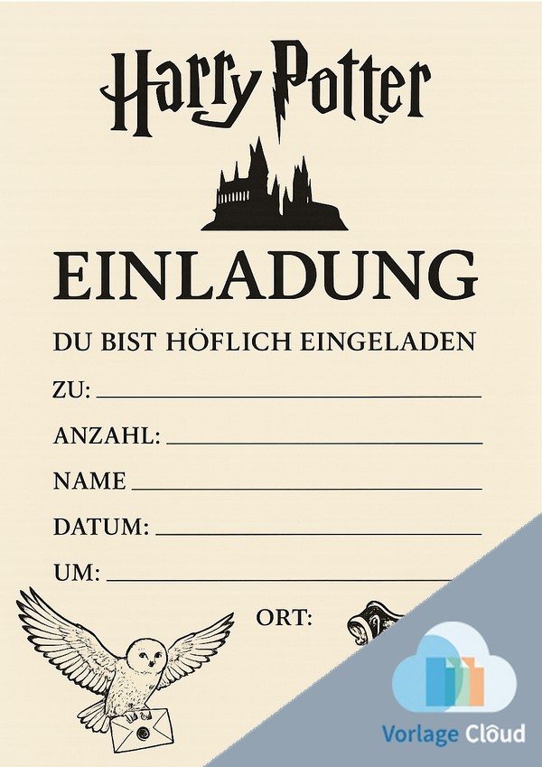 harry potter einladung vorlage pdf