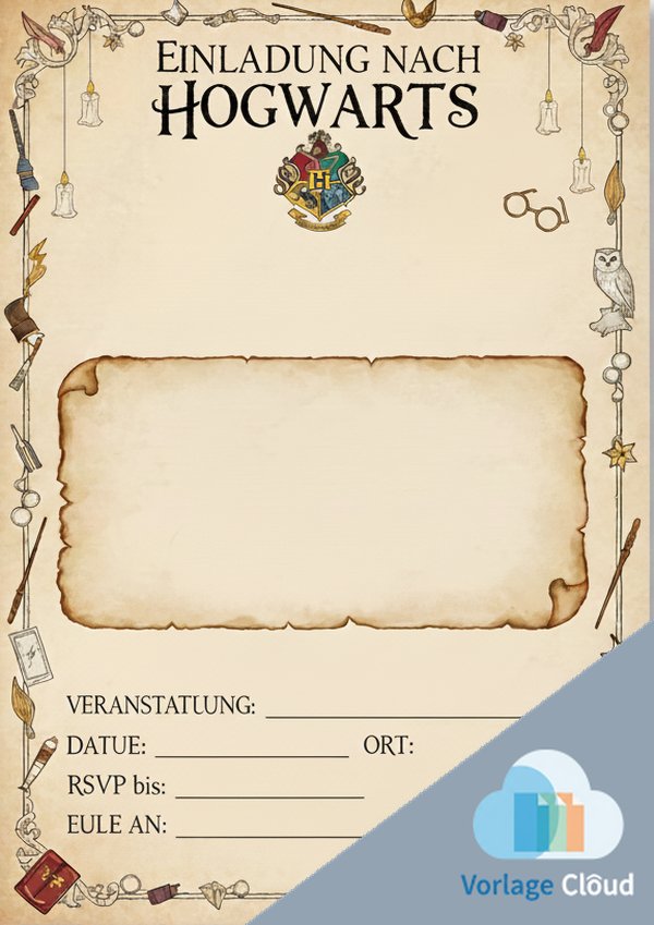 harry potter einladung vorlage