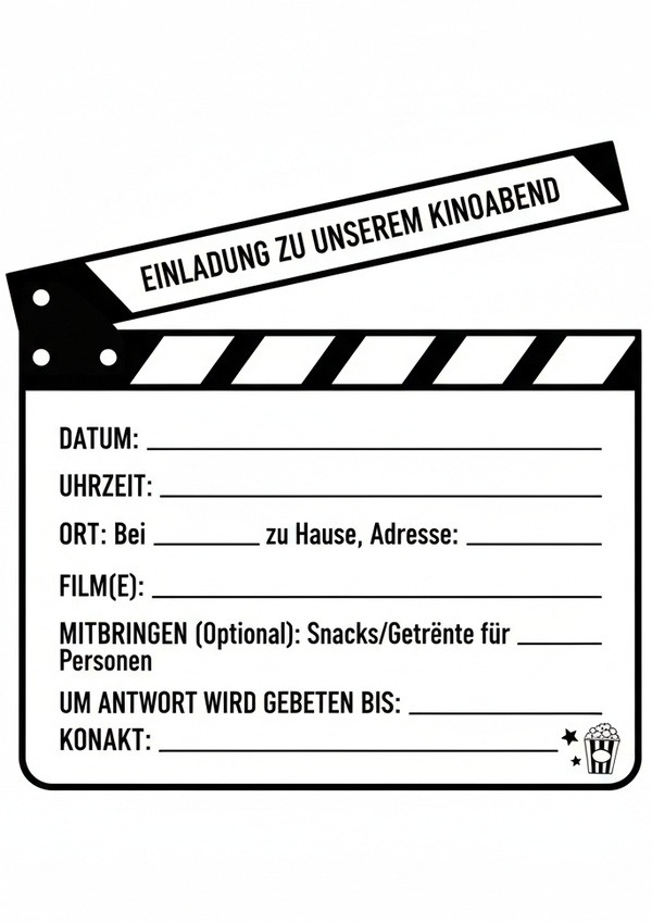 kino einladung vorlage zum ausdrucken pdf