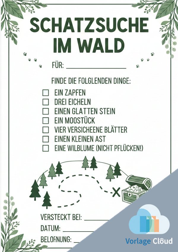 schatzsuche im wald vorlage