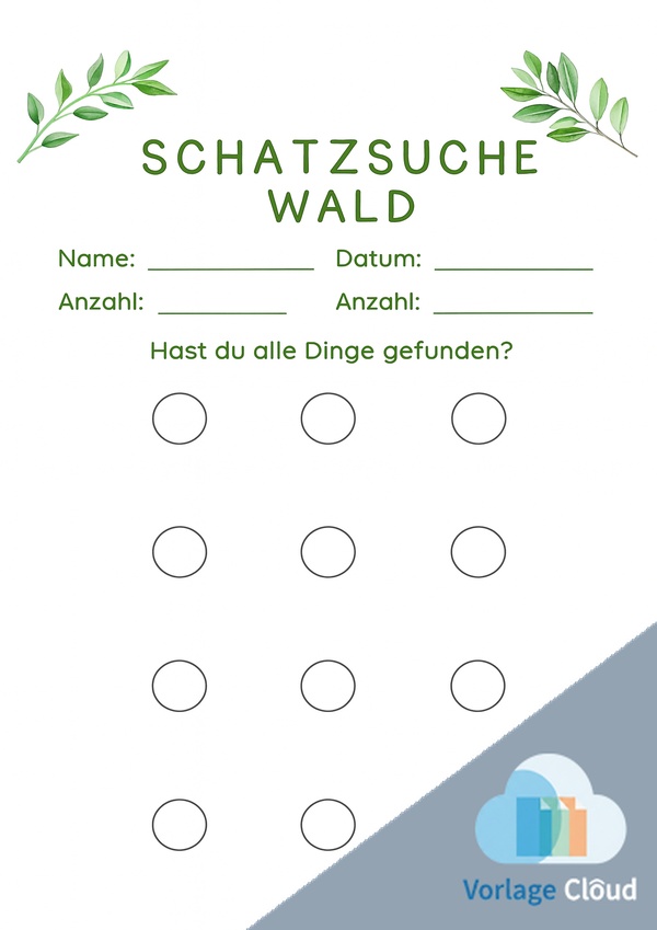 schatzsuche wald vorlage kostenlos