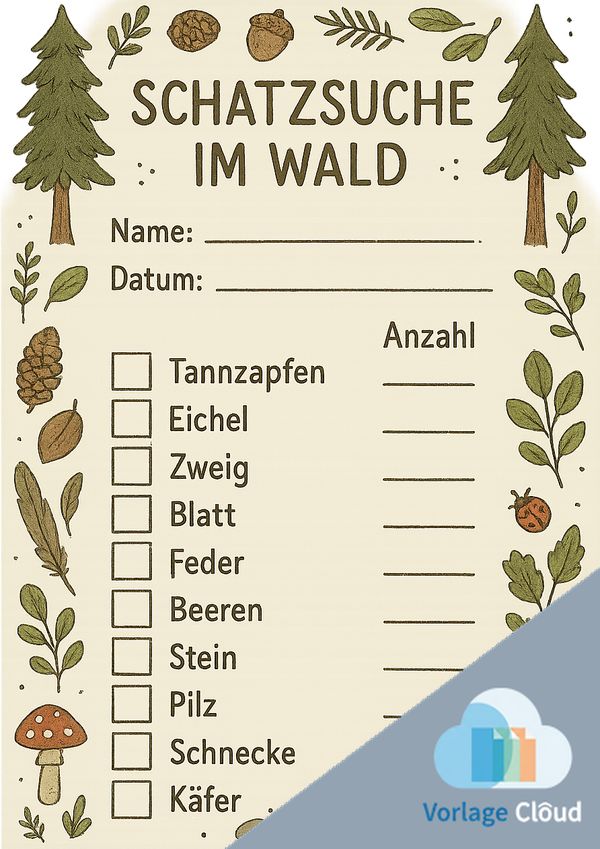 schatzsuche wald vorlage