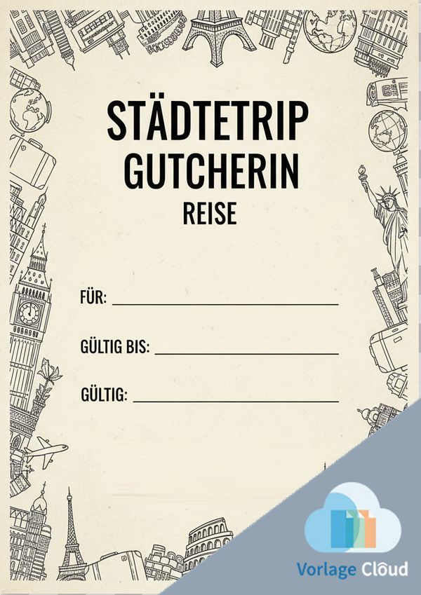 städtetrip gutschein vorlage reise