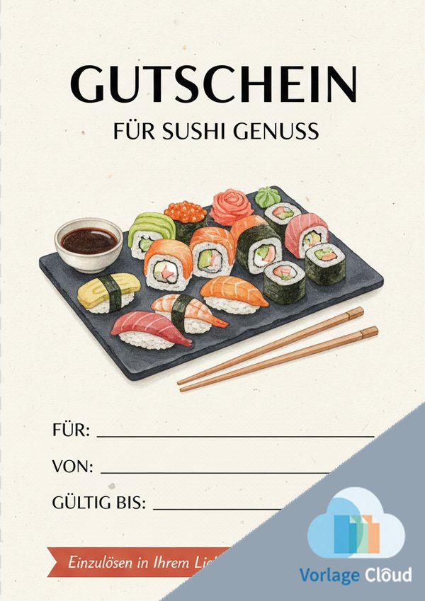 sushi gutschein vorlage für ausdrucken