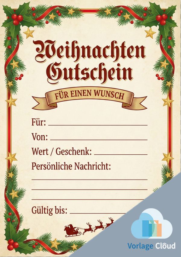 vorlage gutschein weihnachten