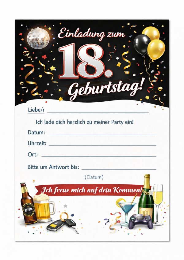 18 geburtstag einladung vorlage zum ausdrucken