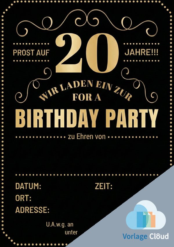 20 geburtstag einladung vorlage pdf