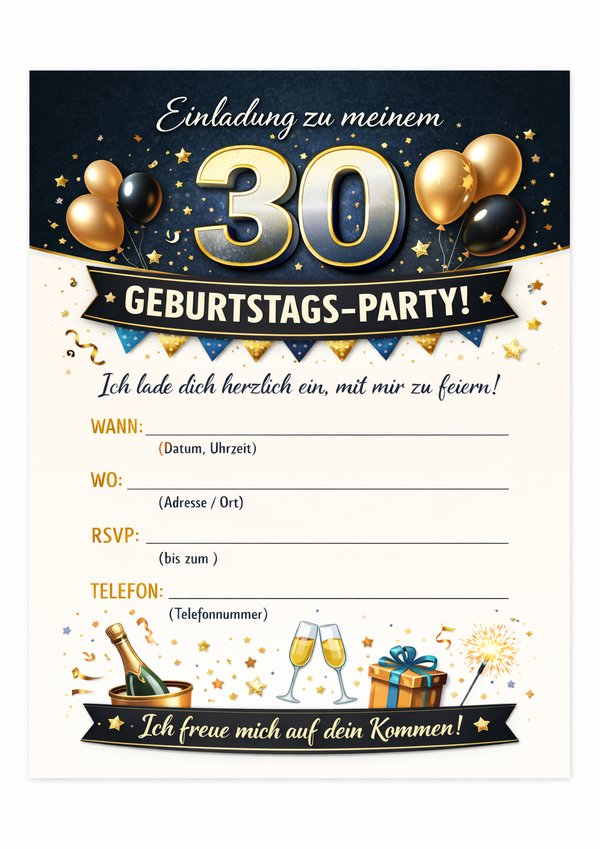 30 geburtstag einladung vorlage fur ausdruck