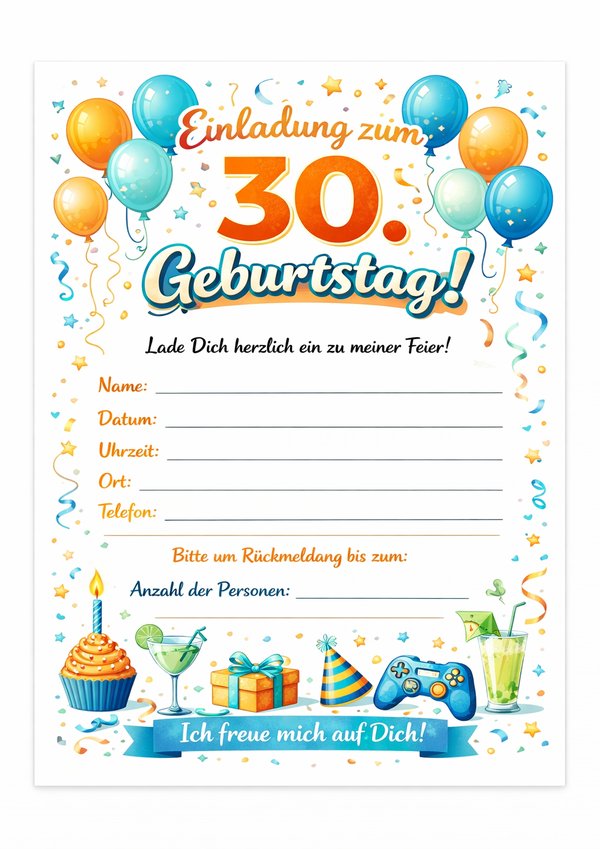 30 geburtstag einladung vorlage gratis