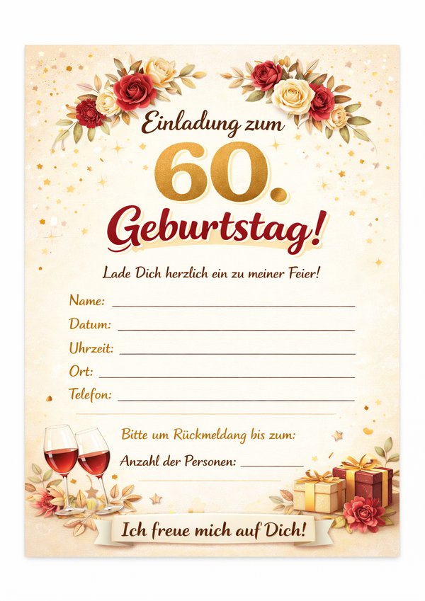 60 geburtstag einladung vorlage zum ausdrucken