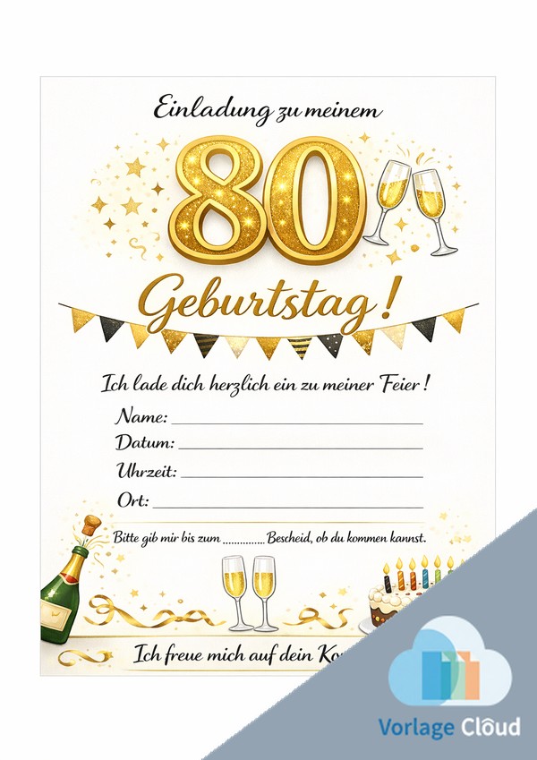80 geburtstag einladung vorlage zum ausdrucken