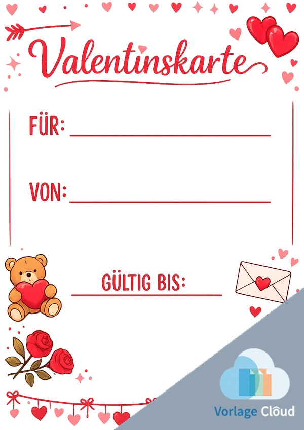 valentinskarte vorlage zum ausdruck