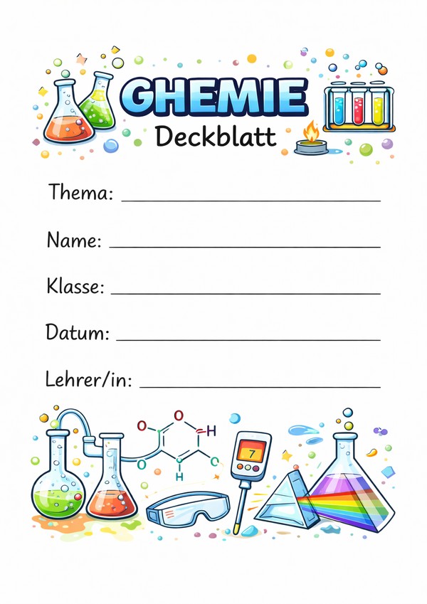 deckblatt chemie zum ausdrucken