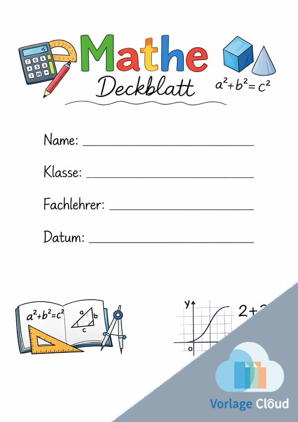 deckblatt mathe zum ausdrucken