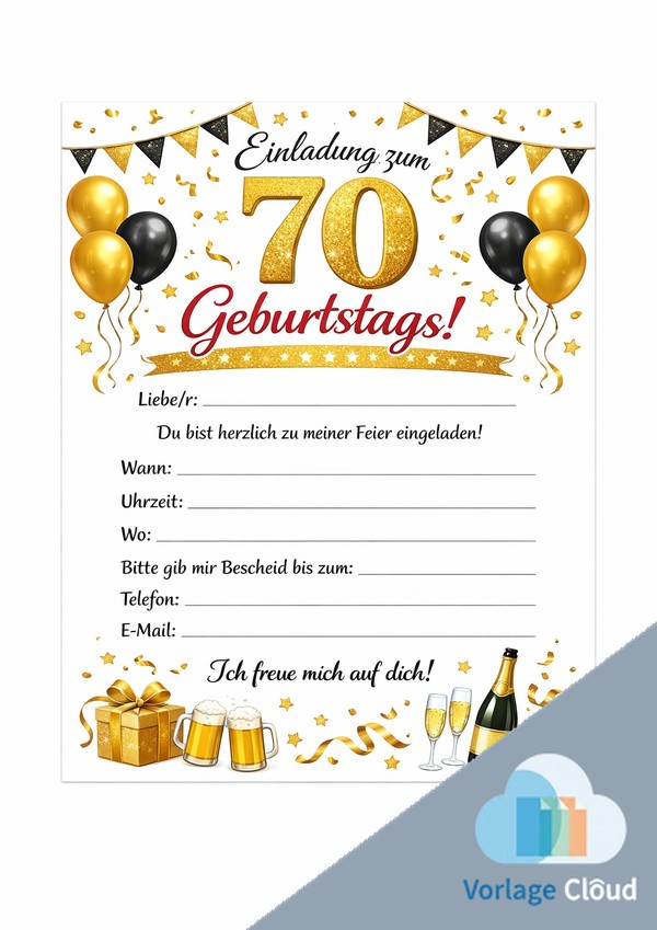 einladung 70 geburtstag vorlage kostenlos