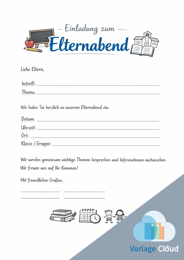 einladung elternabend vorlage gratis