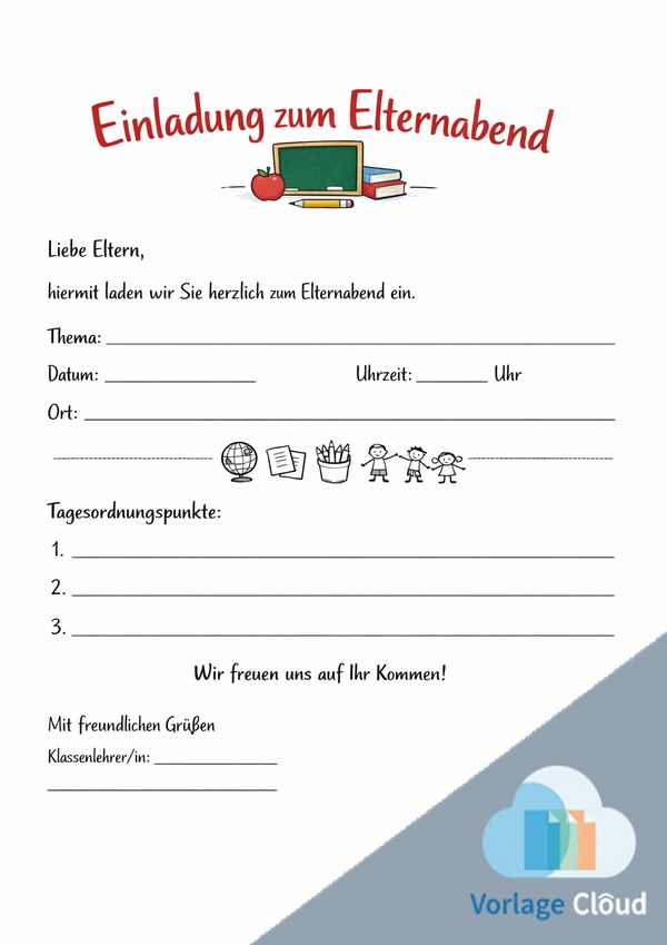 einladung elternabend vorlage zum ausdruck